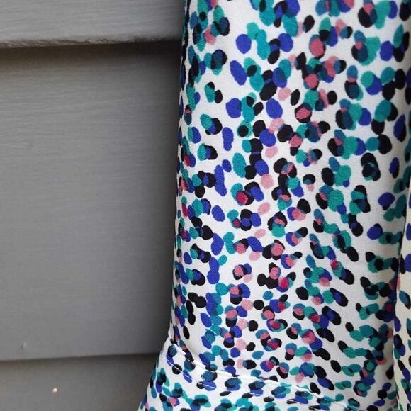 Apt 9 Teal white Blue Zip Front Poly Top with Breast Pockets size Large - Picture 8 of 14